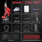 Drywall Sander, 2025 Upgraded 8-Amp Popcorn Ceiling Removal Tool with 7 Variable Speed 800-1800RPM, Drywall Sander with Vacuum Dust Collector with Extendable Handle, LED Light, 12pcs Sanding Discs,Red