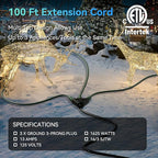 K KASONIC - 100 Ft Extension Cord with 3 Outlets, UL Listed 16/3 SJTW 3-Wire Grounded, 10A 125V 1625W for Indoor/Outdoor Use - Black