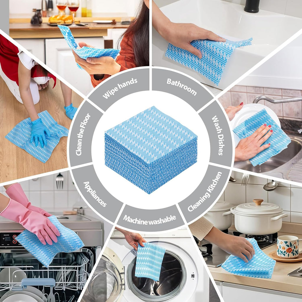Disposable Dish Cloths,Multi use Reusable Cleaning Cloth,Machine Washable J Cloth,Heavy Duty Handy Cleaning Wipes 11.8" X 19.6" (50 Count)