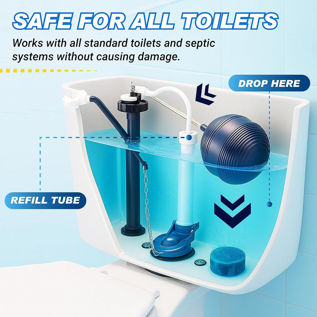 Automatic Toilet Bowl Cleaner Tablets – 40 Tabs - Blue Gel Toilet Tank Cleaner, Hard Water Ring Remover, Septic-Safe Heavy-Duty Stain & Smell Eliminator, Toilet Cleaning & Deodorizer