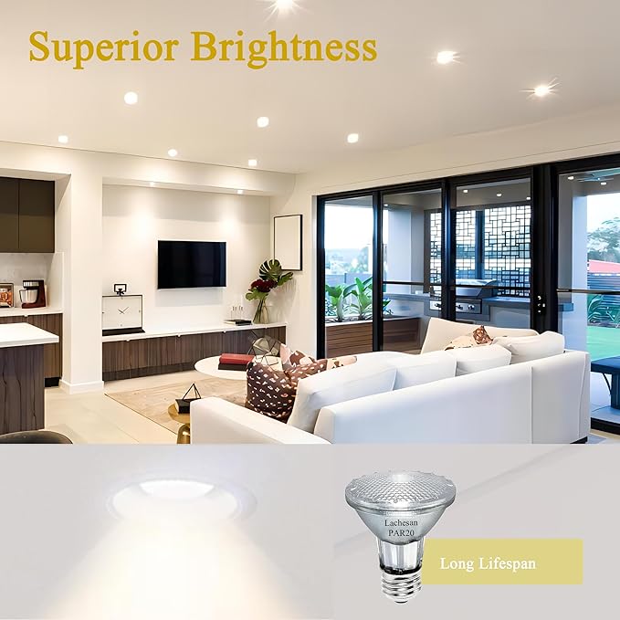 PAR20 Flood 39W 120V 480 Lumens Flood Light Bulbs, 6 Pcs PAR20 Range Hood Light Bulb with Dimmable E26 Base, Dimmable 2800K Warm White, Long Lasting for Indoor Spotlight, Range Hood, Recessed