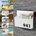 KYODOLED Wall-Mount Mailbox, Large Capacity Mail Box, Galvanized Steel Rust-Proof Metal Post Box, Mailboxes for Outside,15.7"x9.9"x4.9" White