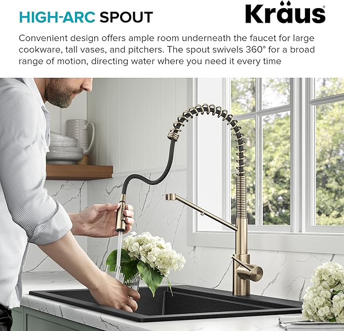 KRAUS Oletto 2-in-1 Commercial Style Pull-Down Single Handle Water Filter Kitchen Faucet for Reverse Osmosis or Water Filtration System in Matte Black, KFF-2631MB