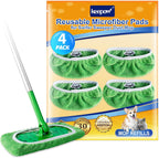 KEEPOW Reusable Wet Pads Refills Compatible with Swiffer Sweeper Mop, Dry Sweeping Cloths, Microfiber Wet Mopping Cloths for Hardwood Floor Cleaning, 4 Pack (Mop is Not Included)