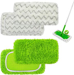 4 Pack Reusable Mop Pads Compatible with Swiffer Sweeper Mop,Wet Pads Refill & Dry Sweeping Cloths,Chenille & Microfiber Refill Pads for Wood Floor Cleaning,Washable Wet Mopping Cloths,Green & Gray