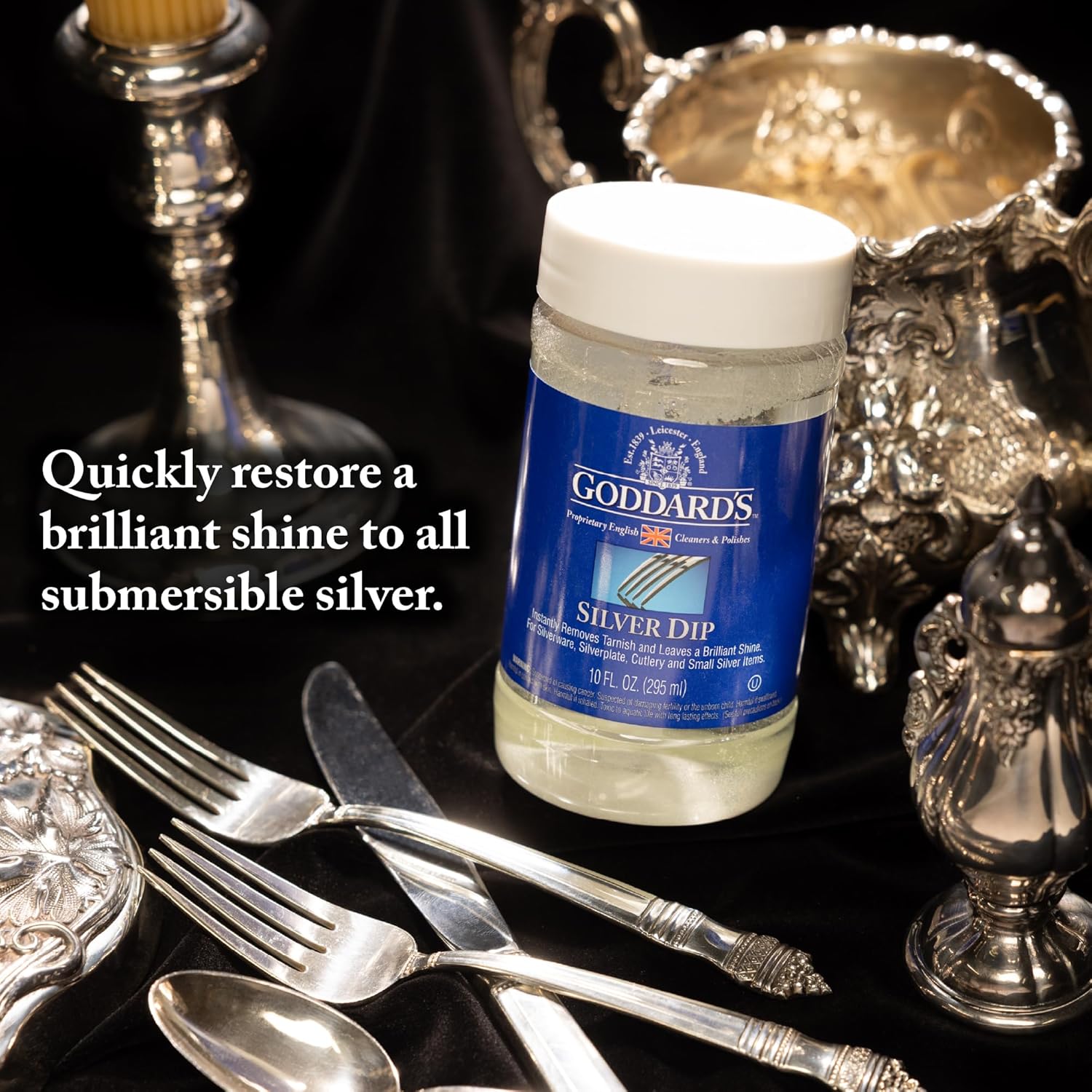 Goddard’s Silver Cleaner Dip – Silver Jewelry Cleaner Solution for Filigree Metalwork & Small Items – Professional Use Silver Tarnish Remover – Silverware Cleaning Supplies (10 oz)