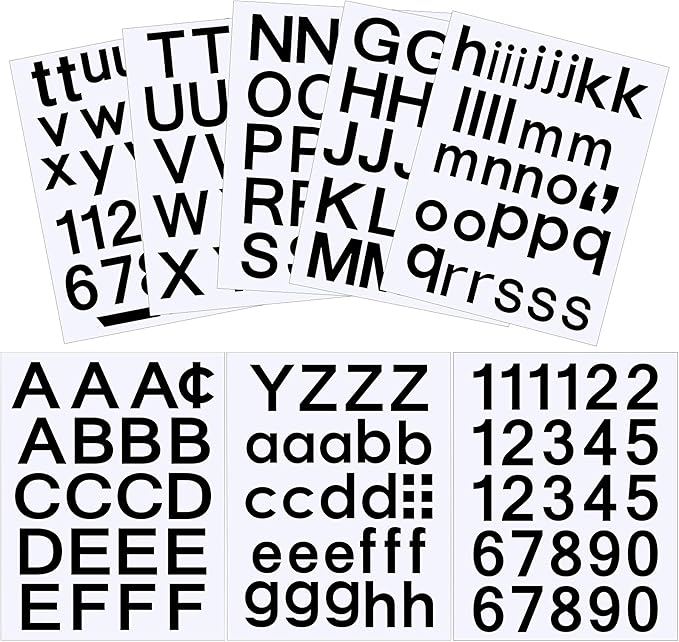 Outus 8 Sheets Vinyl Letter Stickers Self Adhesive Mailbox Numbers Alphabet Stickers Stick on Letters for Christmas Stockings Scrapbook Bulletin Board School Business(1 Inch,Black)