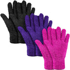 Patelai 3 Pairs Microfiber Plant Dusting Gloves Leaf Cleaning Gloves for Indoor Plants, Blinds, Furniture, House(Medium,Purple, Rose Red, Black)