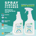 Juniper, Surface Cleaner With Bleach, All-Purpose Cleaner for Bathroom, Kitchen, Toilet, 25 Fl. Oz Trigger Spray Bottle, (Pack of 2), Total 50 Ounce
