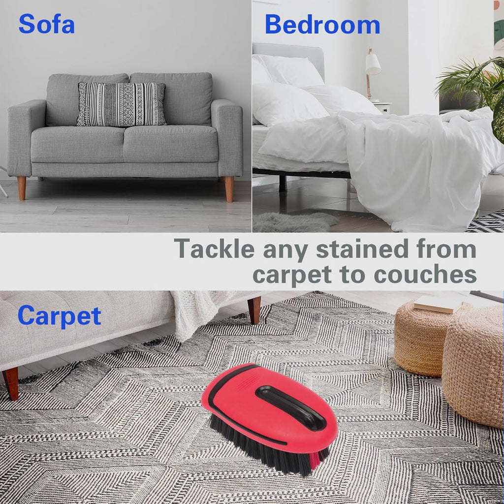 Carpet and Upholstery Cleaning Brush,Carpet Scrubber Stiff Bristle Detailing Scrub Brushes,Interior Leather Brush for Car and Home (Red)