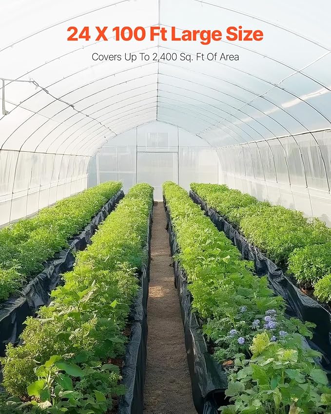 VEVOR 24' x 100' Plastic Sheeting Heavy Duty, 6 Mil Thick Plastic Sheeting Roll, Plastic Drop Cloth Painters Tarp, Polyethylene Covering for Crawl Space Vapor Barrier, Multi-Purpose, Black