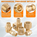68PCS Brass Pipe Fitting & Adapters Assortment Kit, NPT Adapter, Hex Nipple,Hex Coupling, Hex Head Plug, Busing,Reducer Coupling, 45 Degree & 90 Degree Street Elbow, Male Run Tee