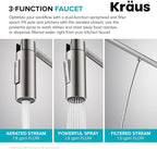 KRAUS Oletto 2-in-1 Commercial Style Pull-Down Single Handle Water Filter Kitchen Faucet for Reverse Osmosis or Water Filtration System in Matte Black, KFF-2631MB