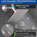 Enga Dual Shower Head Shower System with Body Jets, Wall Mount 10+6" Dual Rain Shower Head with 2 in 1 Handheld Spray for Two People, Shower Faucet Set with Valve Kit, Brushed Nickel