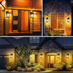 Motion Sensor Outdoor Lights - Retro Dusk to Dawn Outdoor Lighting, Advanced LED Motion Sensor Porch Light Fixtures, Black Waterproof Exterior Lantern Wall Mount for Front Garage, Entryway Anti-Rust