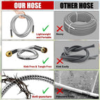 Garden Hose 25 ft, Stainless Steel Metal Water Hose 25 Feet with Nozzle, Flexible, Rust Proof, No-Kink, Heavy Duty, Leakproof 3/4 in Fittings, Lightweight Metal Hose, BT25S Model