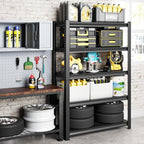 48" W Garage Shelving Heavy Duty, 2800 Lbs Loads Garage Storage Shelves Heavy Duty, Metal Shelving Units and Storage Racks, Industrial Utility Shelf,48" Wx18 Dx78 H, Black