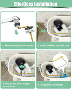 Universal Toilet Bowl Flush Handle Replacement Kit Side Mount, Toilet Repair Kit Inside Tank Chain Flusher Handle Lever Replacement Parts Compatible with American Standard Mansfield Kohler TOTO Eljer