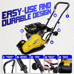 Aceup Energy Plate Compactor 6.5HP 196cc Gas, 21x14.6inch Plate 2700lbs Gas Compaction Force 5500VPM, Ground Compactor Tamper Pavement Compaction Rammer with Wheel