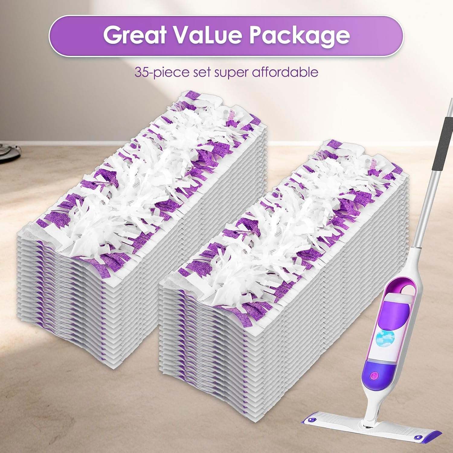 (35 Pack) Replacement Power Mop Pads for Swiffer PowerMop, Disposable PowerMop Mopping Pad Refills Compatible with Swiffer PowerMop, Multi-Surface Mop Pad Refills for Floor Cleaning