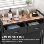 Laundry Hamper Laundry Basket with 3 Section Pull-Out Rolling Bags, Laundry Sorter for Organization and Storage with 2 Pull-Out Drawers for Laundry Room, Bathroom, Bedroom Use (Rustic Brown)