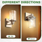 DORESshop 1-Light Bathroom Light Fixtures, Chrome Wall Sconces with Clear Glass Shade, Bathroom Vanity Light Fixture for Living Room Bedroom