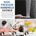 G-Promise All Metal 10 Inch Shower Head with Massage Mode Handheld, Rain Shower Head with Handheld Spray Combo, 3-Way Diverter with Pause Setting, 11 Inch Adjustable Extension Arm (Brushed Nickel)