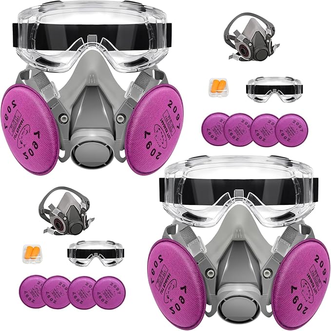 Respirator Mask with Filters, Reusable Half Face Respirator Mask for Asbestos, Resin, Fume, Dust, Welding, Painting