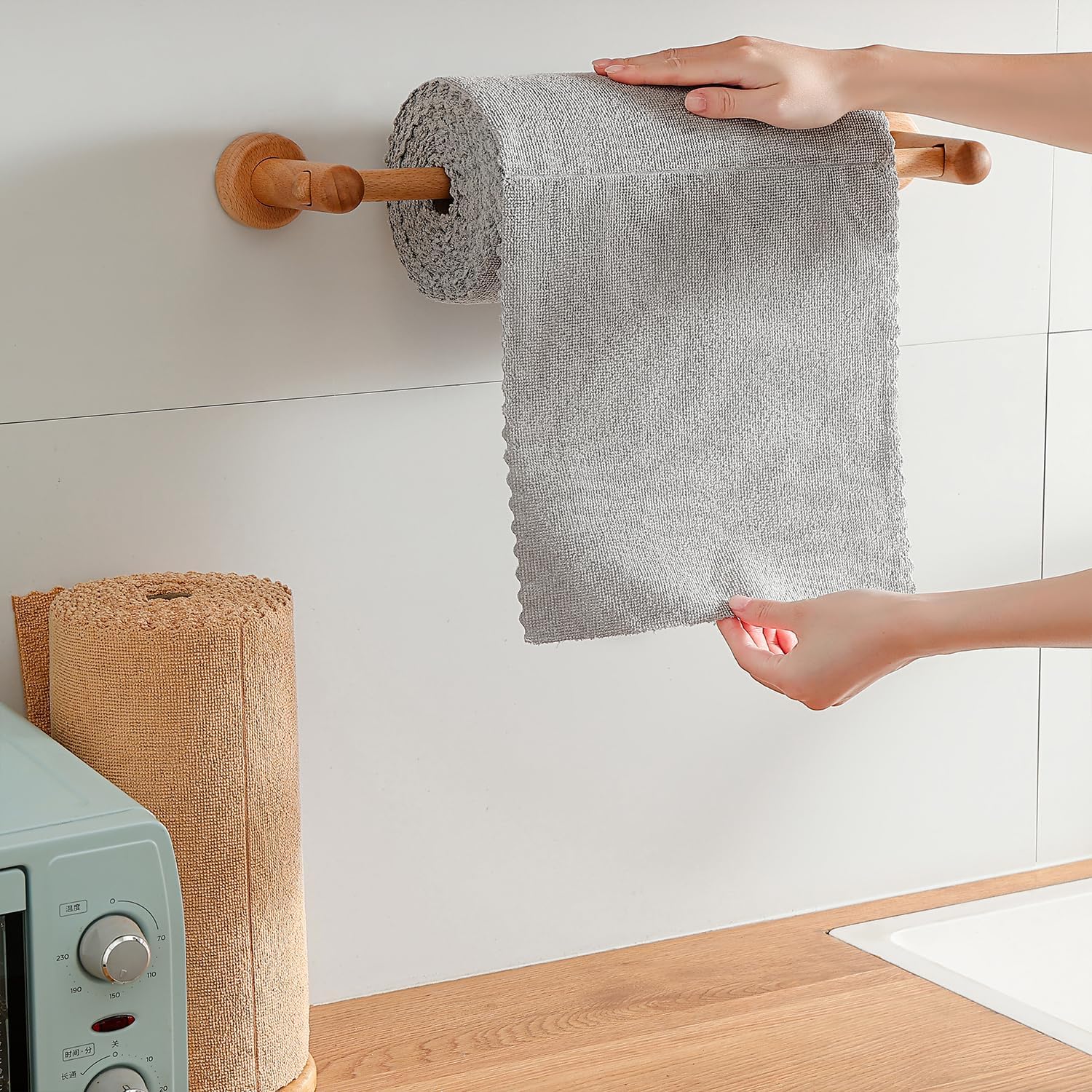 80 Pack Microfiber Cleaning Cloth Roll,Lint Free Rags & Tear Away Reusable Towels Washable Scratch,Ultra Absorbent Dish Rags(12" x 12") for Car Kitchen Home Garage-Light Gray