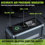WORKPRO Portable Tire Inflator, 7.2V/12V Small/Mid/Large Air Compressor, Digital Display, Auto Shut-Off, 5 Modes, LED Light, High Airflow, for Car, Motorcycle, Bike, Balls