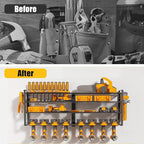Wall Mount Power Tool Organizer, 4 Layer 8 Drill Hangers Storage Rack, Tool Organizers and Storage for Garage, Workshop, Pegboard, Shed - 33 inch