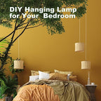 Plug in Pendant Light Cord Kit - 16Ft Light Bulb Socket with Cord E26/E27 Hanging Lantern Lamp Cable with Switch,Socket Rings, 4 Pack, White