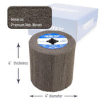 4"x4", Non-Woven Wheel, USF, Ultra Fine Grit 800, Pack of 4, S/C, for Polishing and Finishing