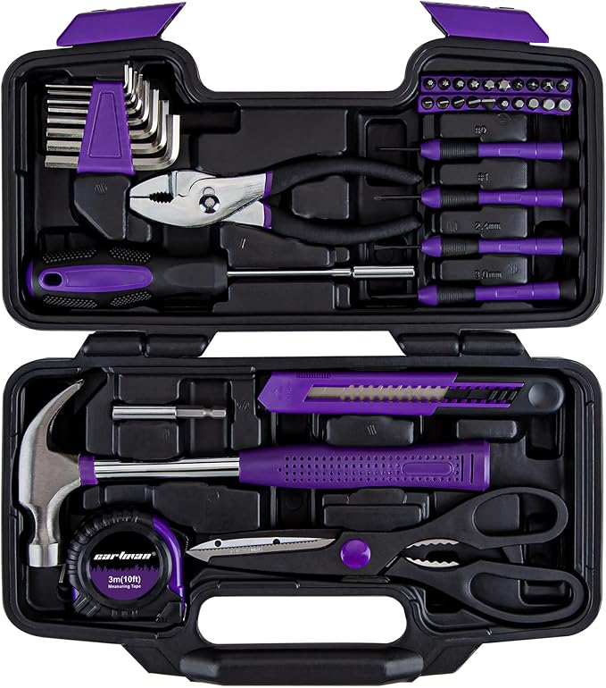 CARTMAN 39-Piece Home Tool Set Kit, Essential Household Hand Tools with Plastic Storage Case