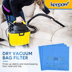 KEEPOW 25-1201 Reusable Dry Filters 9 Pack Compatible with Stanley 1-6 Gallon Wet/Dry Vacuums