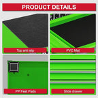 P.I.T. Mini Green Tool Box, Portable 5-Drawer Micro Roll Cab Steel Tool Box with Liner, Green Small Tool Case for Tools Storage, Home DIY