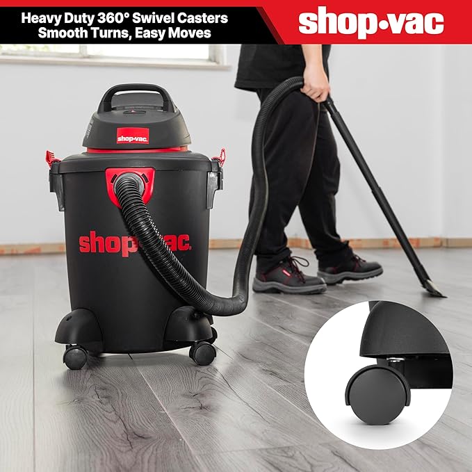 Shop-Vac 5985005 6 Gallon Wet/Dry Vacuum, 3.5 Peak HP, 1.25 Inch Diameter x 7 Foot Hose, 6 Foot Cord, Ideal for Home, Garage, and Workshop Cleaning
