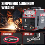 AWT Simplified Aluminum 160A MIG Welder,6 in 1 Gas MIG/Gasless Flux Core MIG/Stick/Lift TIG/Aluminum MIG Welding Machine, 110/220V Dual Voltage,Multi-Process Welding Machine