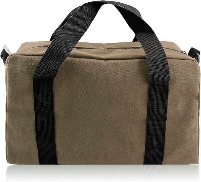 Small Tool Bag,Close Top Wide Mouth Tool Organizer Bag,Large Capacity Tool Bags for Men,Canvas Tool Storage Bag for Storage Handbag for Screwdrivers,Wrench,Pliers Hand Tools (Khaki, 12 Inch)