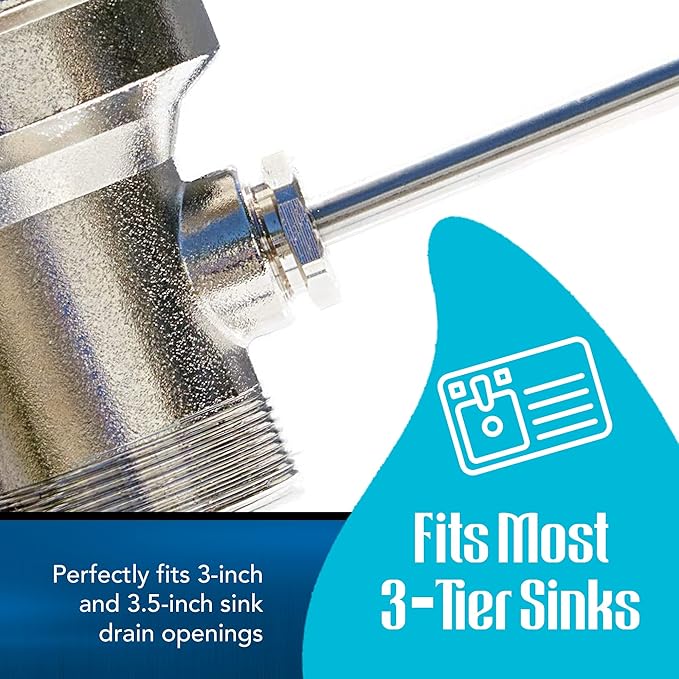 3.5-inch Sink Drain Waste Drain Valve with Twist Handle, Fits Commercial Sink Style Drains, Controls Sink Drain Stopper, Must-Have Sink Repair Kit - Reducer not included