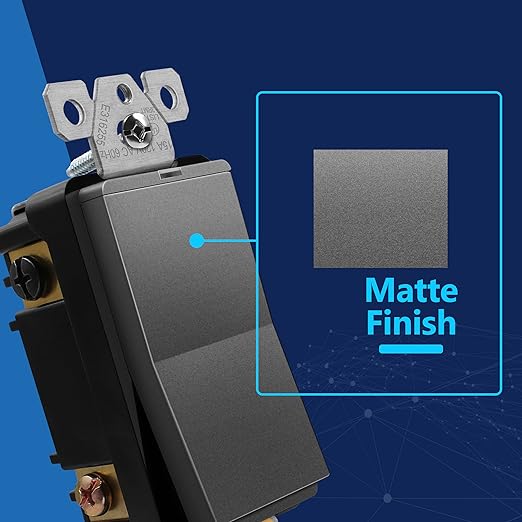 LIDER Minimalist Design Matte Finish Lighted 4-Way Decorator Light Switch, Four Way Frameless Rocker Switch, Residential/Commercial Grade, 15A 120V/277V, UL Listed, LS15-4W-SG, Space Gray