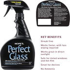 HOPE'S Perfect Glass Cleaner Spray, Streak-Free, Ammonia-Free Window, Mirror, Screen, Tinted Glass, and Shower Door Cleaner, Indoor and Outdoor Glass Surfaces, 32 Fl Oz, Pack of 2