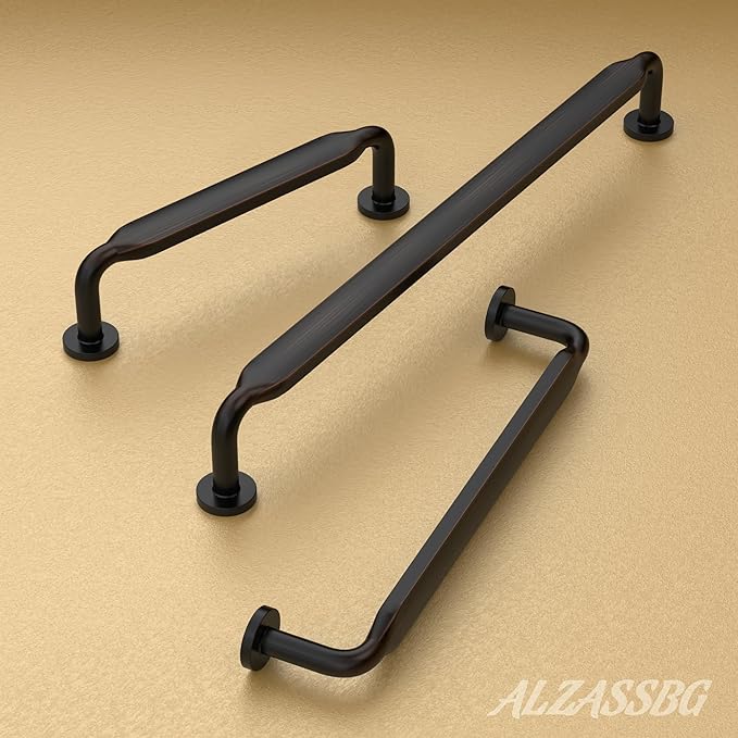 Alzassbg 6 Pack Oil Rubbed Bronze Cabinet Handles, 6-1/4 Inch(160mm) Hole Centers Arch Modern Cabinet Pulls Kitchen Cabinets Hardware for Cabinets and Drawers AL3503ORB