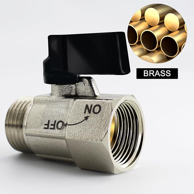 YOO.MEE Shut-Off Brass Ball Valve 1/2'' Standard Connections with Polished Chrome Finish