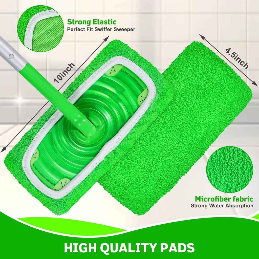 Reusable Microfiber Mop Pads Compatible with Swiffer Sweeper, 3 Pack Dry Sweeping Cloths & Wet Mopping Cloths, Washable Pads for Hardwood Floor Cleaning (Mop is Not Included)