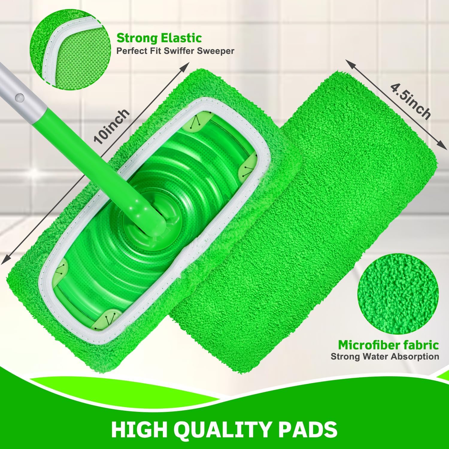 Reusable Microfiber Mop Pads Compatible with Swiffer Sweeper, 3 Pack Dry Sweeping Cloths & Wet Mopping Cloths, Washable Pads for Hardwood Floor Cleaning (Mop is Not Included)