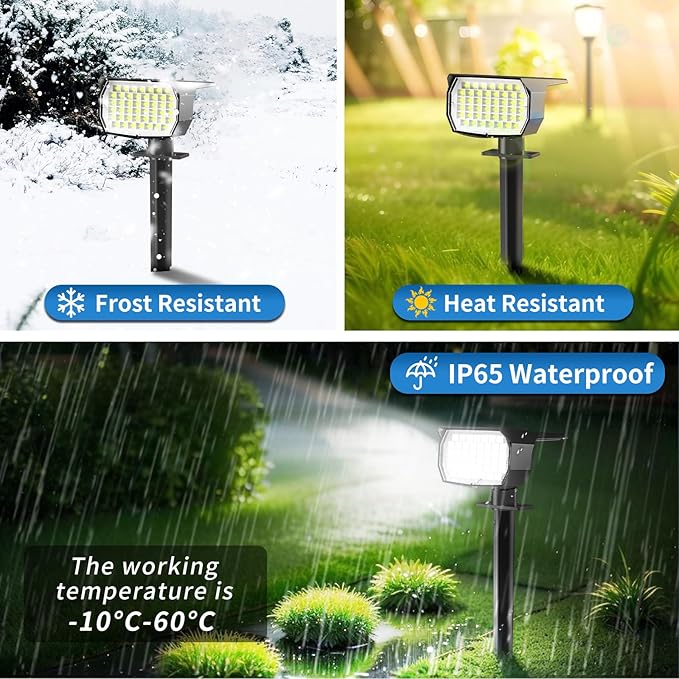 Solar Spot Lights Outdoor 10 Pack, [46 LED/3 Modes] Solar Landscape Spotlights Waterproof, 2-in-1 Auto On/Off Solar Powered Lights for Outside Yard Garden Wall Pathway(Cool White)