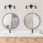 DEWENWILS Bathroom Light Fixtures, 5-Piece All-in-One Bathroom Vanity Lights Over Mirror, 3-Light Bath Wall Mount Sconce with Clear Glass Shade, Towel Bar, Ring, Robe Hook, Toilet Paper Holder