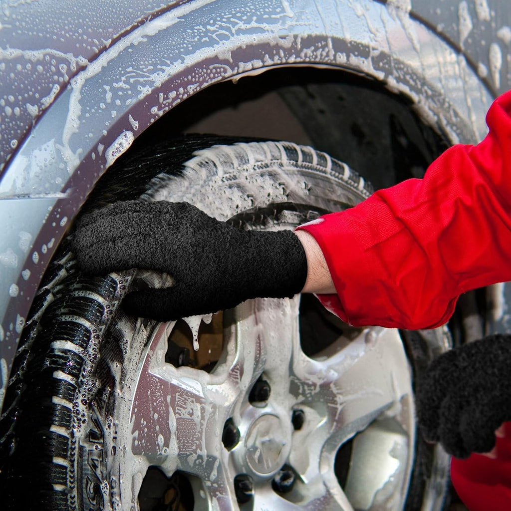 Patelai 3 Pairs Microfiber Plant Dusting Gloves Leaf Cleaning Gloves for Indoor Plants, Blinds, Furniture, House(Large,Black)