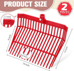 Lasnten Manure Fork Replacement Head, 18 Tines Pitchfork Head with Screws and Nuts, Horse Manure Rake for Picking up Grass and Hay(Red,2 Pcs)
